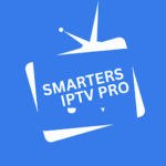 Smarters IPTV Pro app icon with a white stylized TV on a blue background and the text Smarters IPTV Pro.