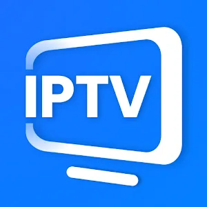 White IPTV text inside a stylized TV screen icon on a blue background.